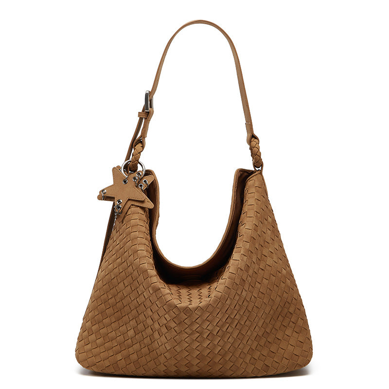 Women's Suede Frosted Woven Commute Portable Tote Bags