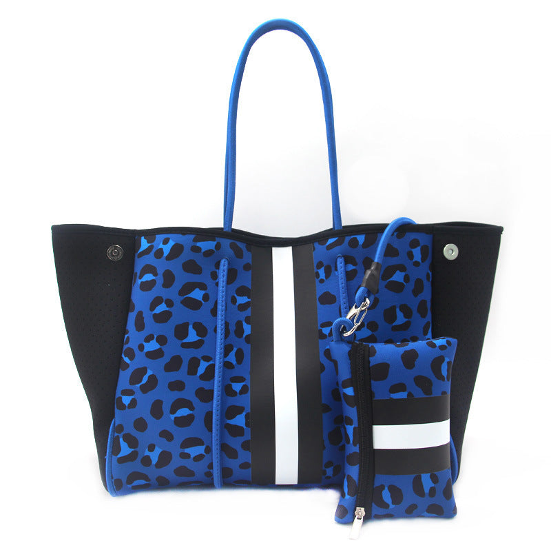 Leopard Print Printed Black Portable Beach Shoulder Bags