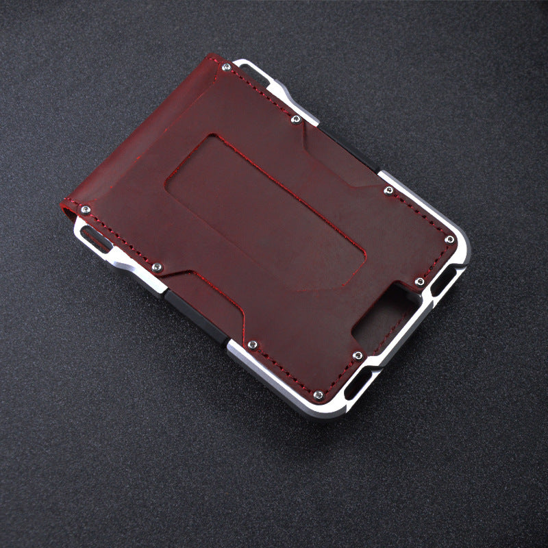 Men's Metal Aluminum Alloy Multifunctional Leather Credit Card Holder