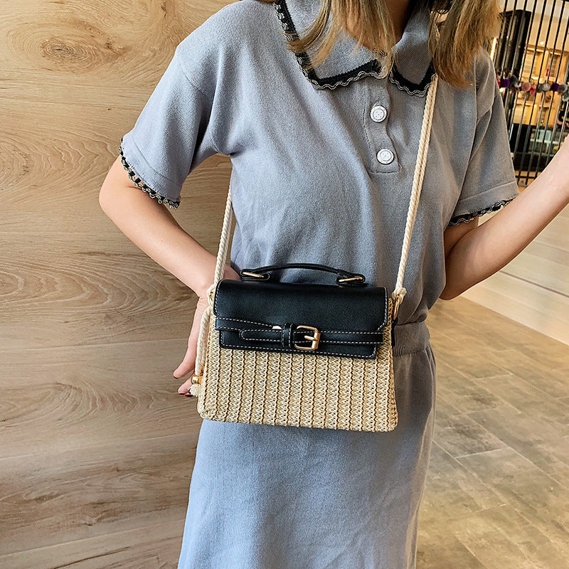 Women's Style Straw Woven Fashionable Box Western Beach Women's Shoulder Bag