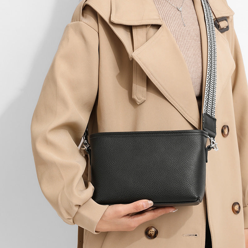 Women's Genuine Leather Wide Strap Cross Body Crossbody Bags