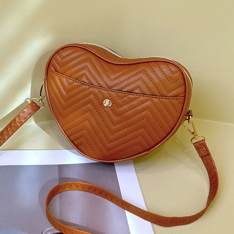 Women's Embroidered Heart Design High-grade Trendy Peach Women's Messenger Bag