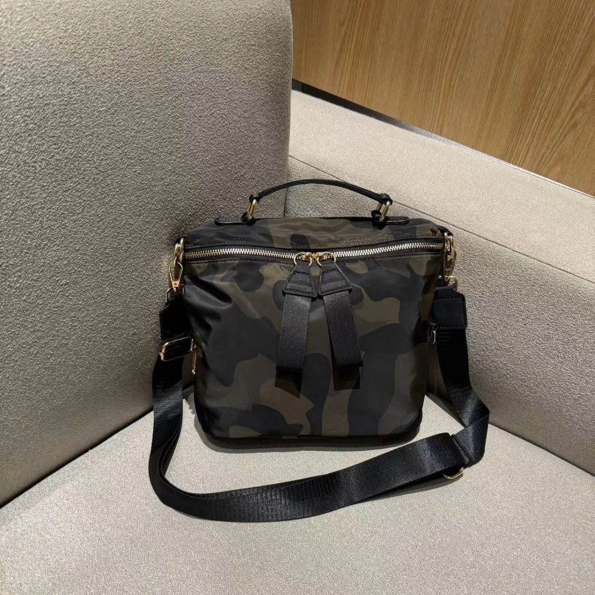 Medium Saddle Nylon Cloth Fashion Camouflage Crossbody Bags