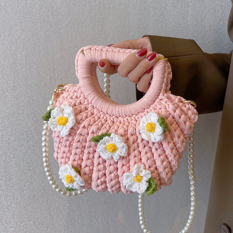 Gardenia Shell Hand-woven Homemade Material For Girlfriend Women's Handbag