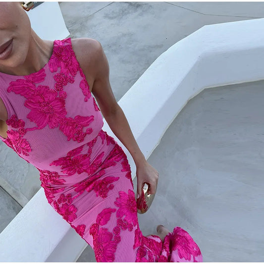 Women's Embroidered Sleeveless Straight Temperament Vacation Dress Dresses