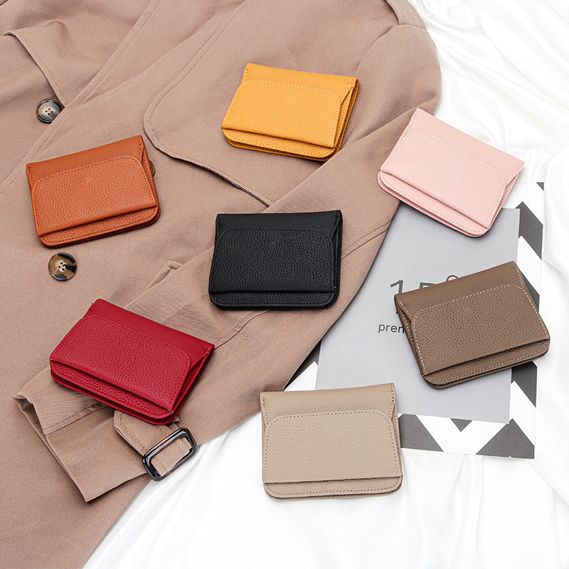 Women's Full Leather Simple Folding Genuine Ladies Wallet