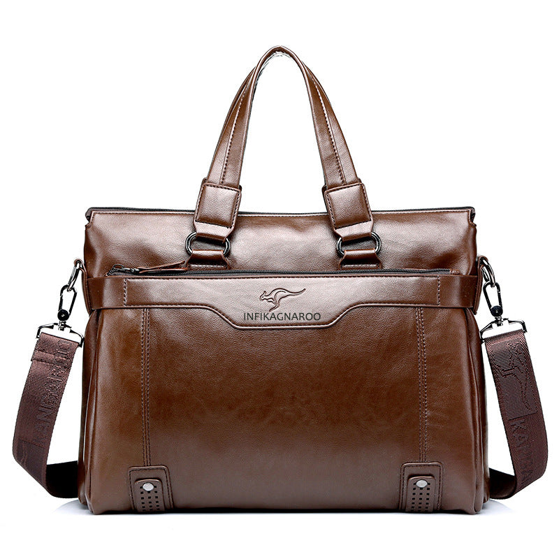 Men's Leather Horizontal Large Capacity Business Document Bags