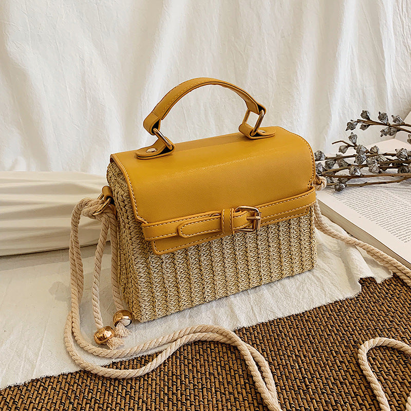 Women's Style Straw Woven Fashionable Box Western Beach Women's Shoulder Bag