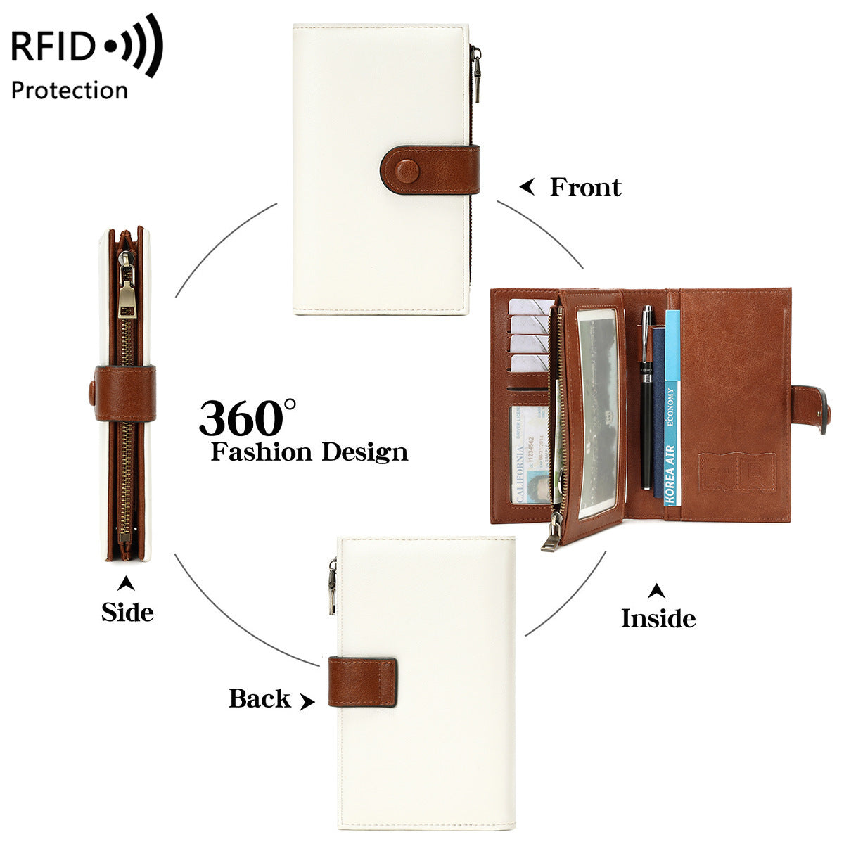 Women's Swiping Retro Passport Long Document Ladies Wallet