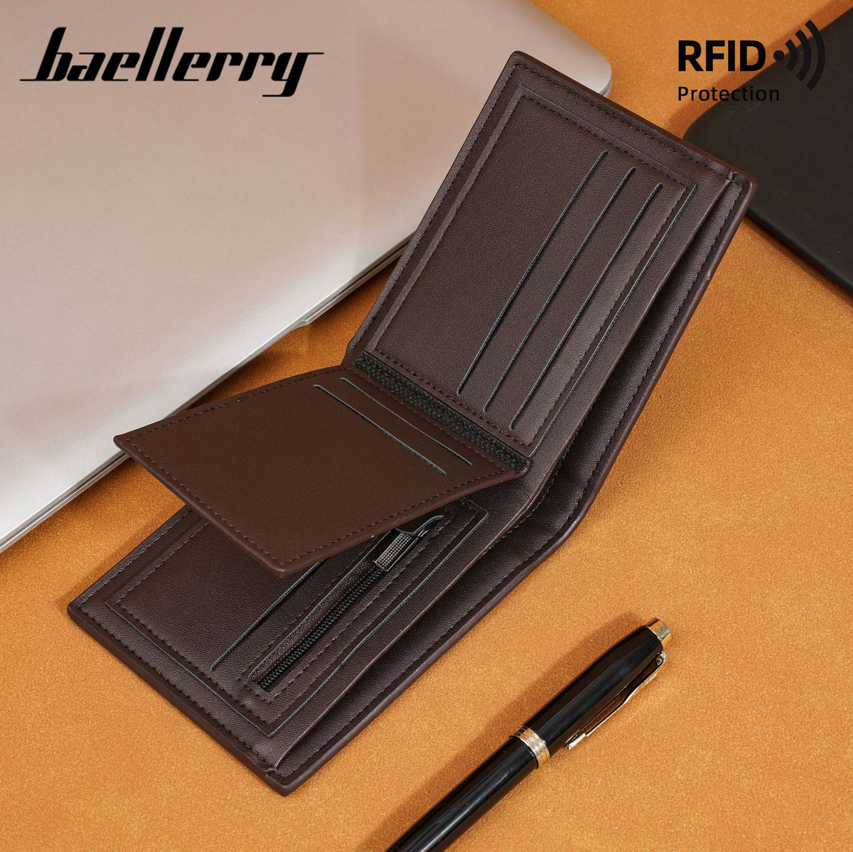 Men's Short High-grade Business Swiping Zipper Simple Men's Wallet
