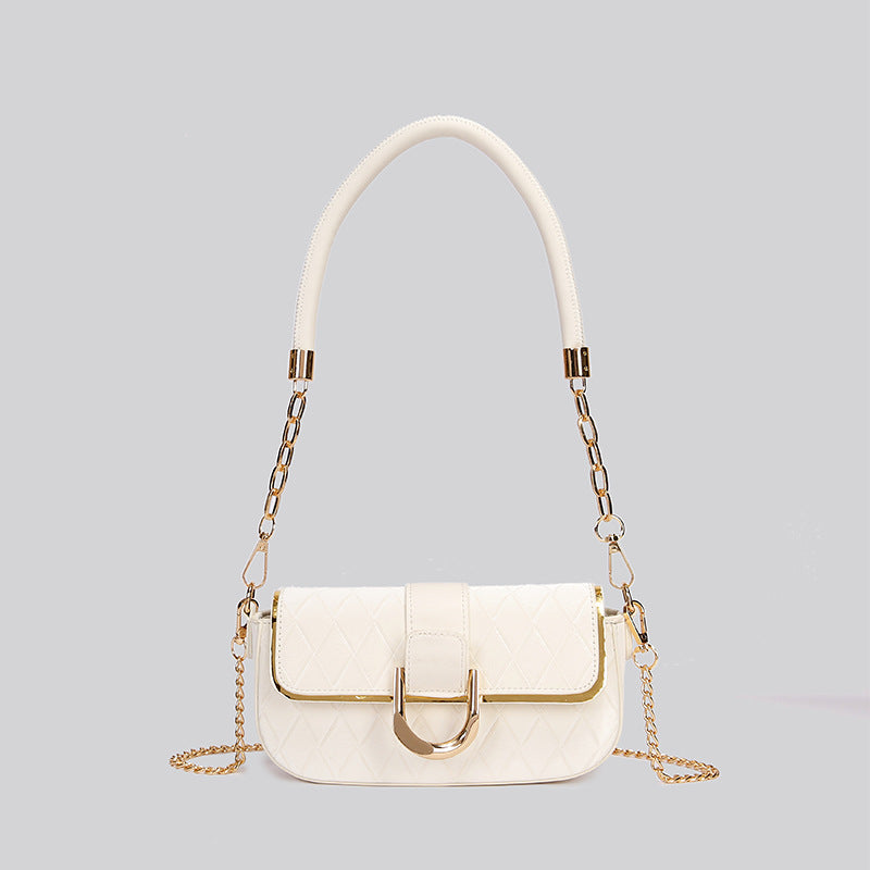 Women's Popular Pink Rhombus Chain Baguette Underarm Simple Crossbody Bags