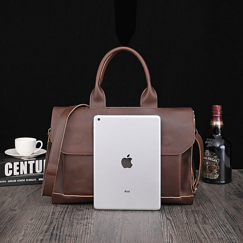 Men's Korean Retro Trendy Crazy Horse Leather Men's Briefcases