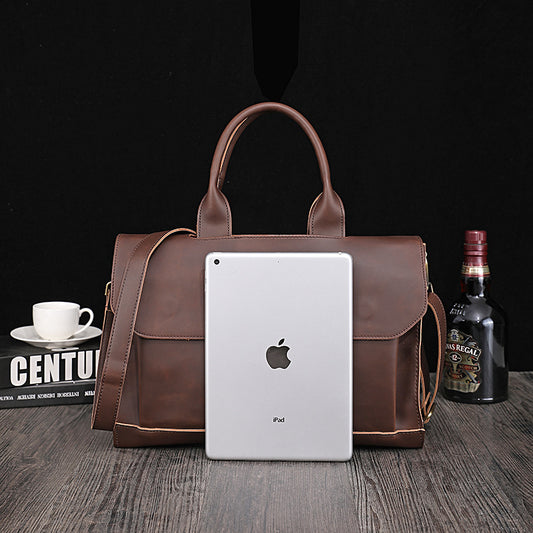 Men's Korean Retro Trendy Crazy Horse Leather Men's Briefcases