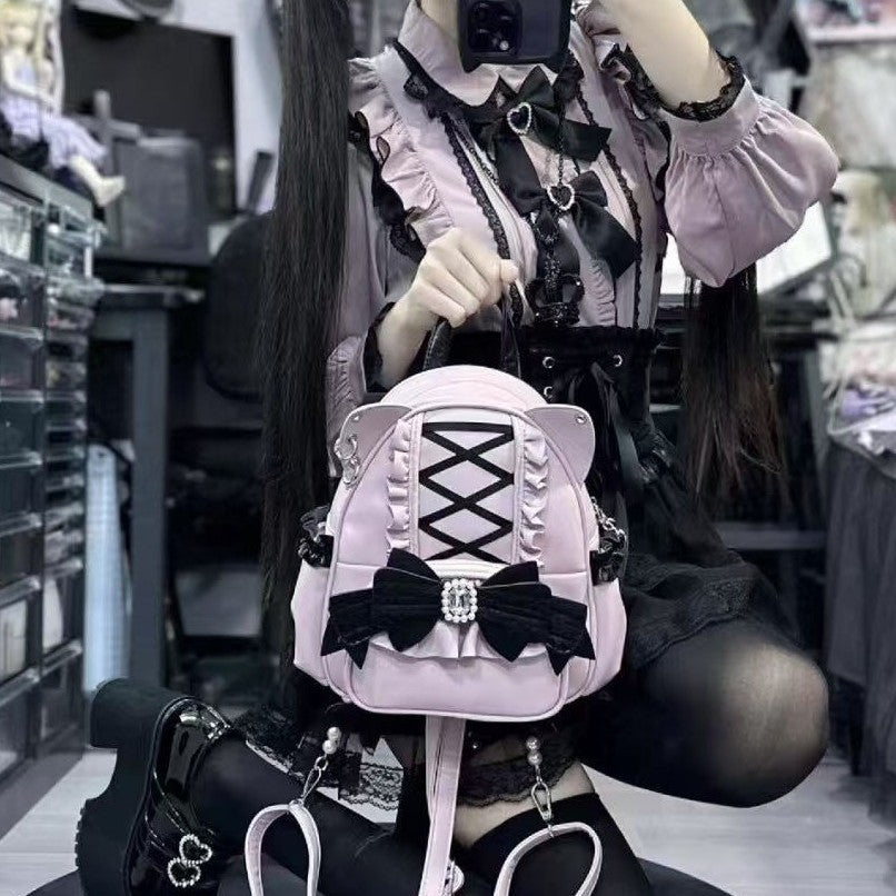 Women's Cute Bow Lace Cat Ear Bags