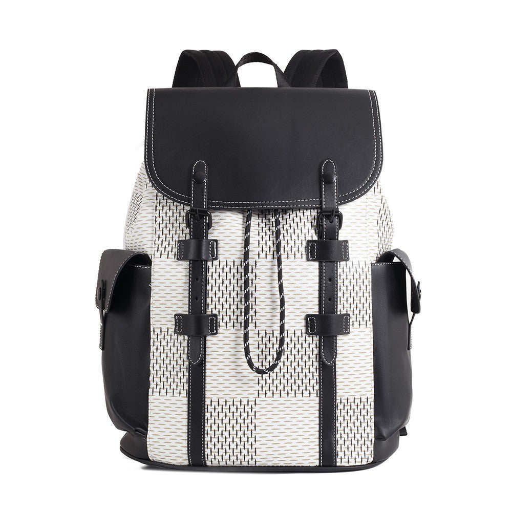 Men's Fashion Plaid Trendy Large Capacity College Backpacks