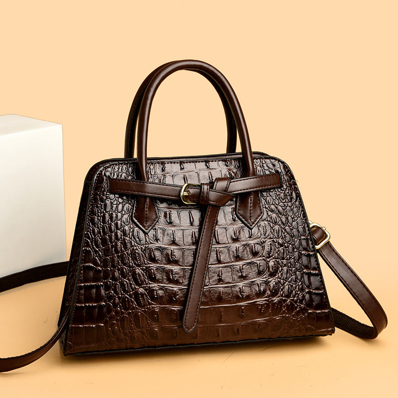 Large Fashion Simple Crocodile Pattern Capacity Women's Handbag