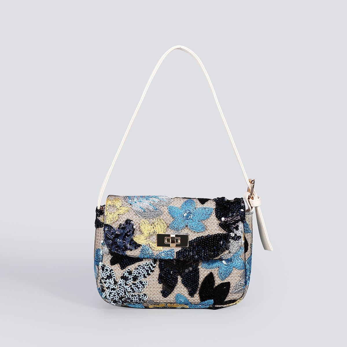 Women's Sequin Embroidery Underarm Summer Straw Woven Armpit Bags