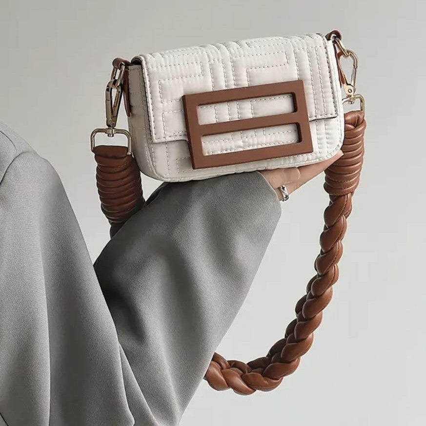 Women's Pink Woven Pouch Underarm Fashionable Contrast Color Oxford Bags