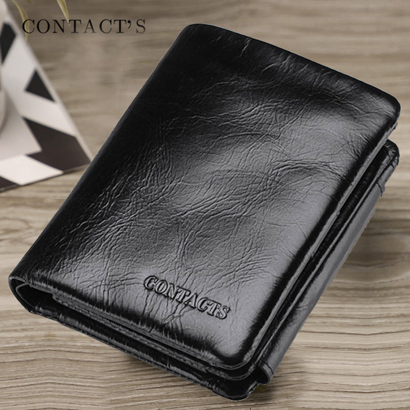 Men's Angel Large Capacity Top Layer Cowhide Men's Wallets