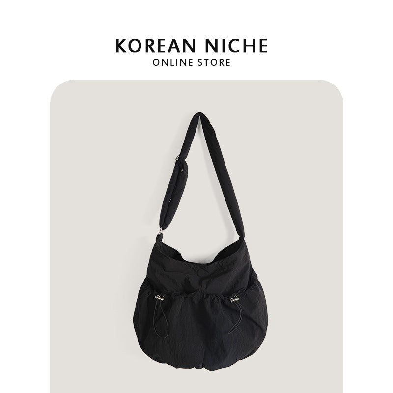 Women's Design Drawstring Ruffle Lightweight Versatile Large Crossbody Bags