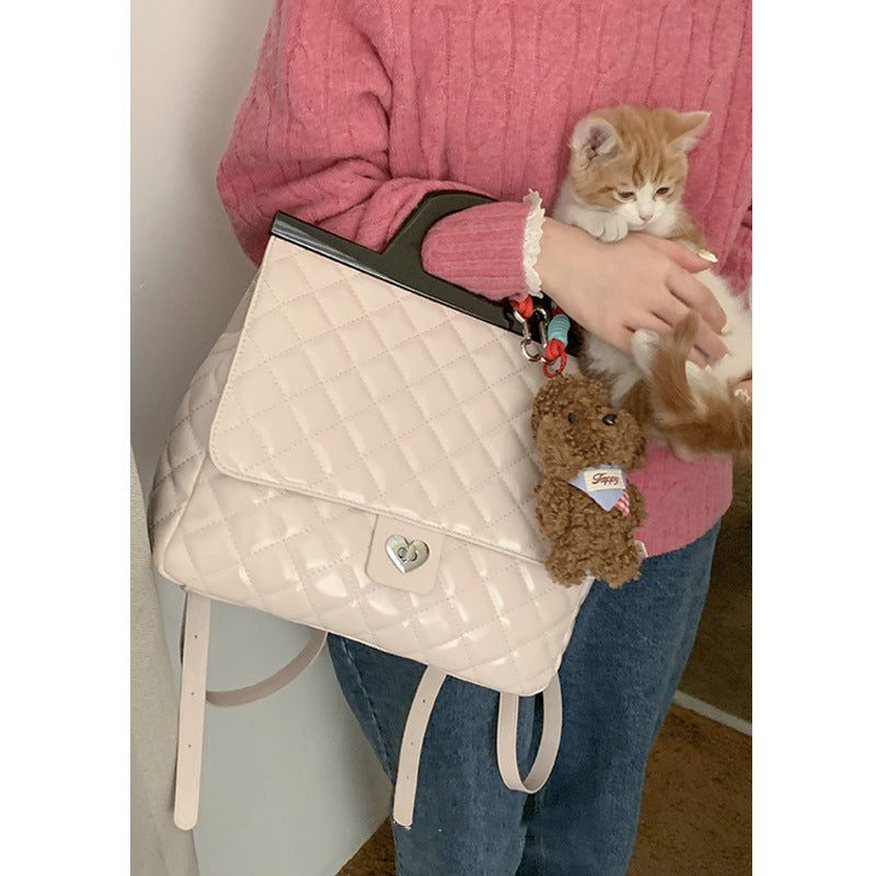 Women's Classic Style Large Capacity Rhombus Portable Backpacks