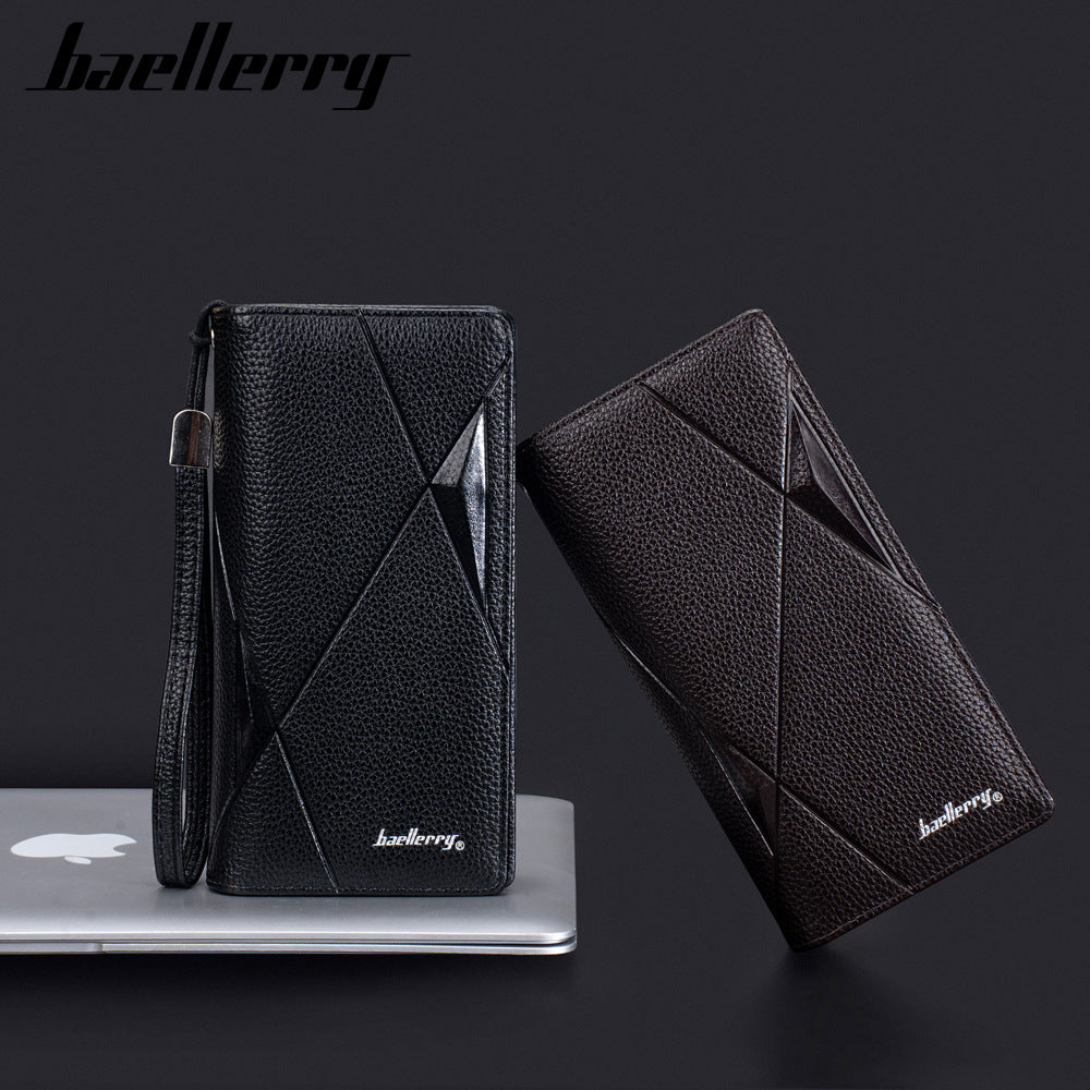 Men's Long Business Litchi Pattern Zipper Multi Men's Wallets