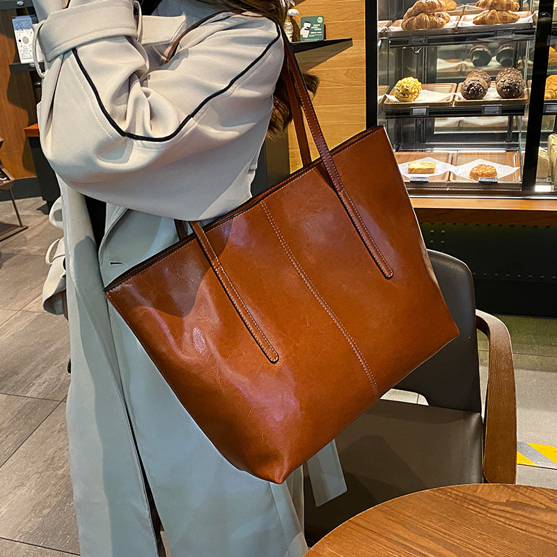 Women's Genuine Leather Western Style Texture Large Bags