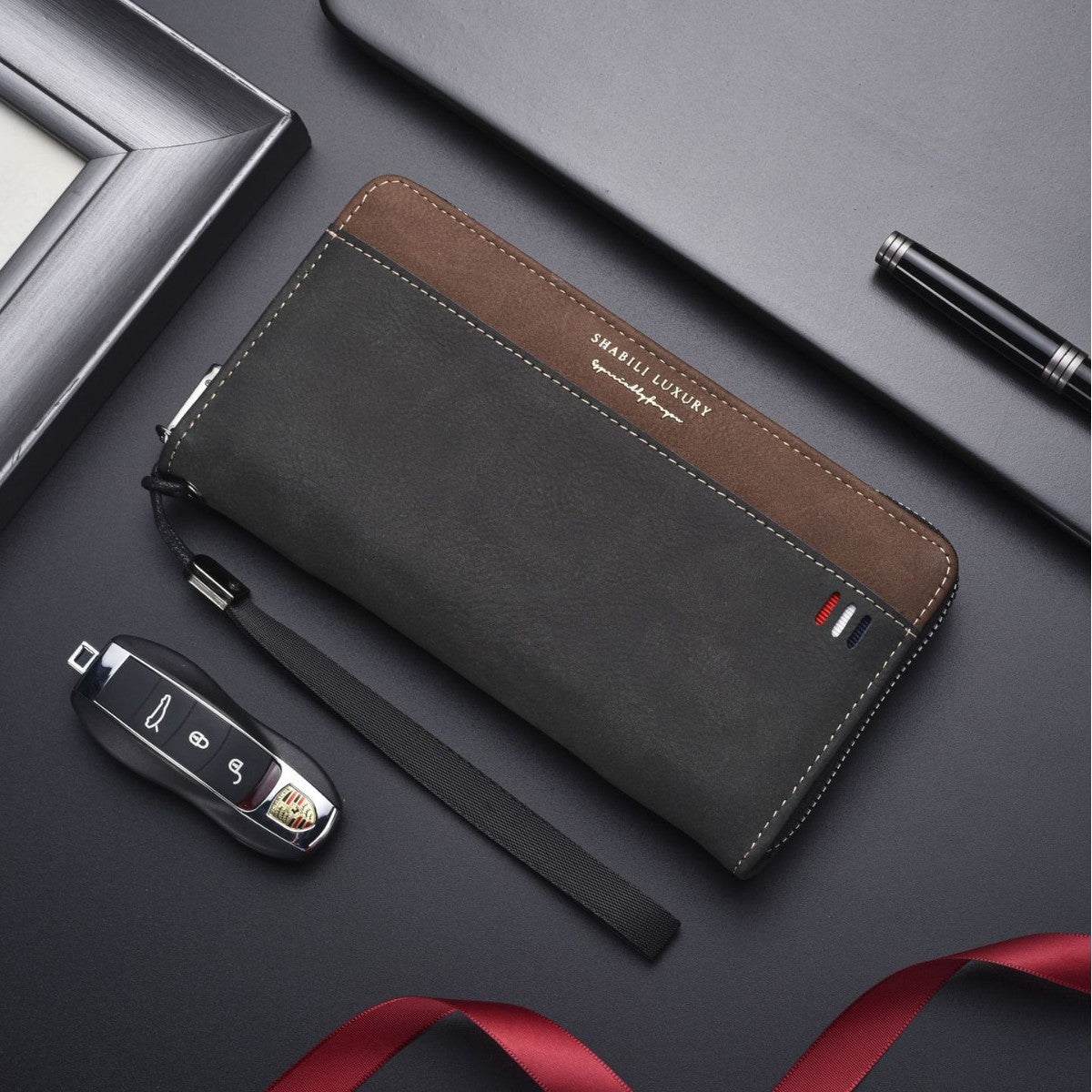 Men's Long Zipper Multiple Slots Large Capacity Mobile Men's Wallet
