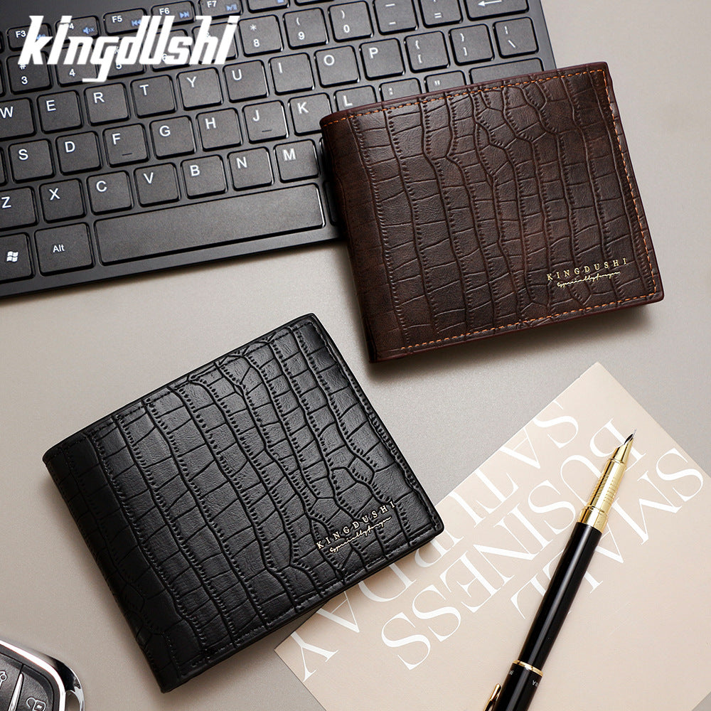 Men's Vintage Stone Pattern Multiple Slots Hinge Men's Wallet