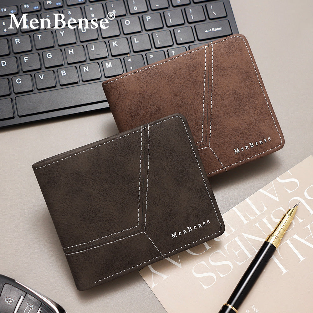 Men's Trendy Patchwork Short Multiple Slots Hinge Coin Purses