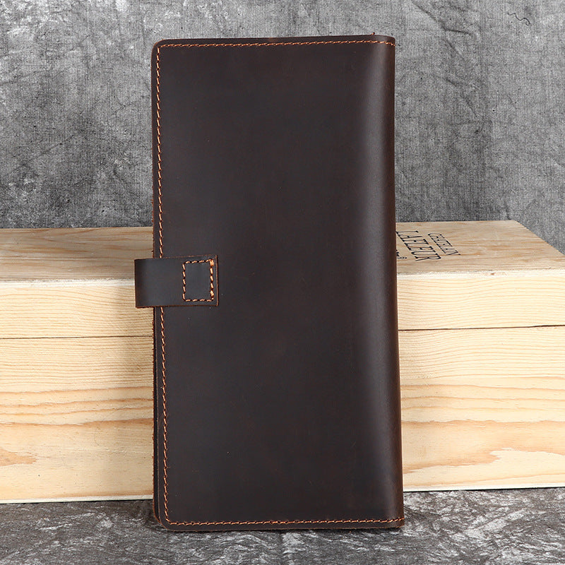 Men's Crazy Horse Leather Long First Layer Cowhide Retro Men's Wallet