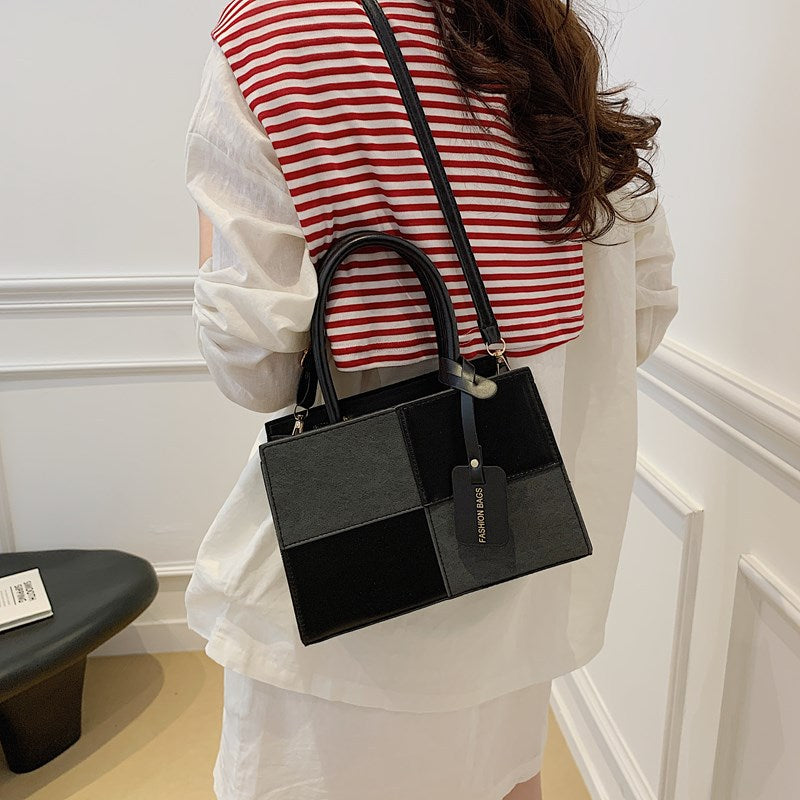 Women's Simple Stitching Large Capacity Texture Solid Color Women's Shoulder Bag
