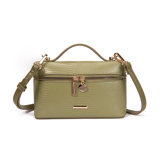 Women's High Quality Stone Pattern Box Double Pull Head Crossbody Bags
