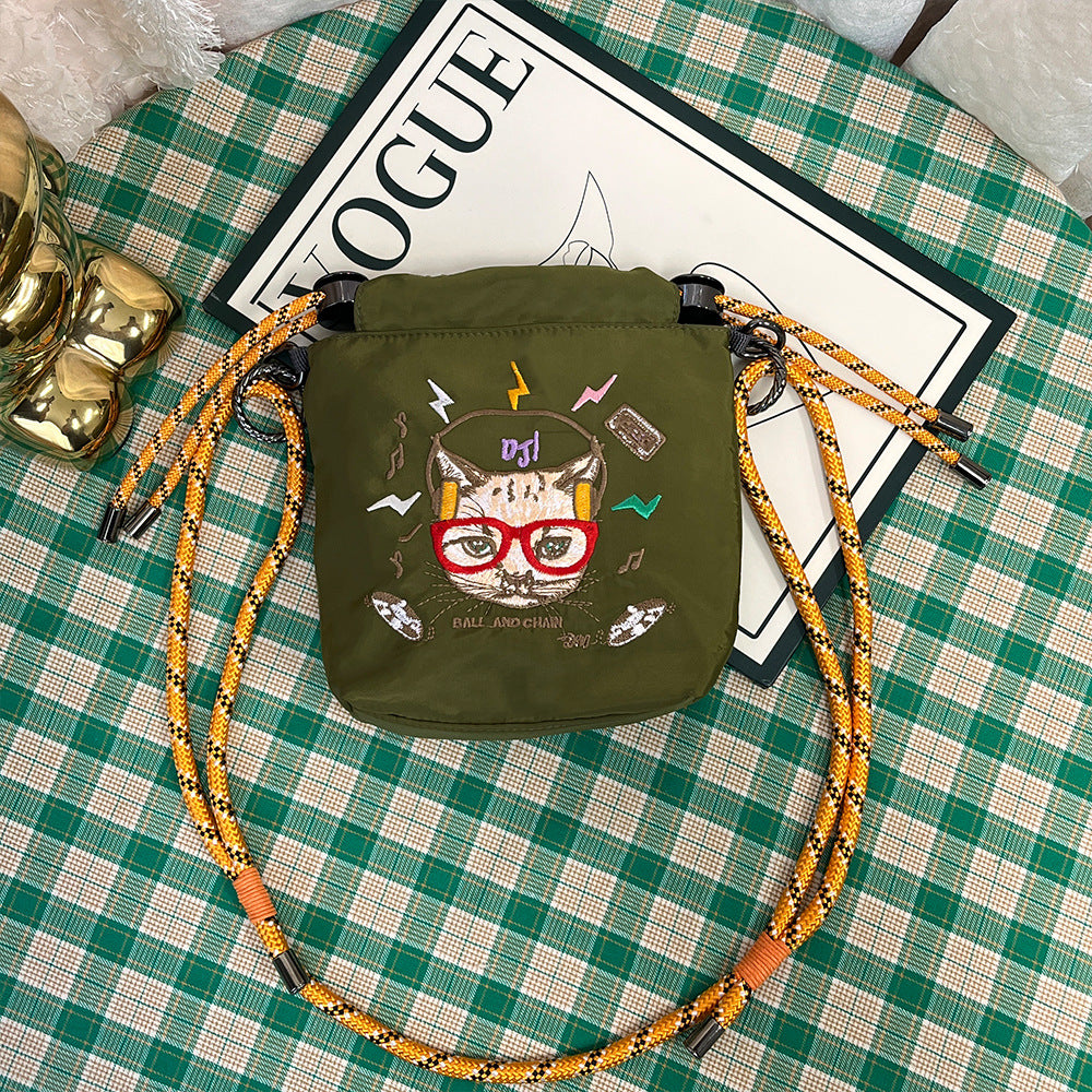 Style Embroidery Cartoon Female Cute Wild Women's Messenger Bag