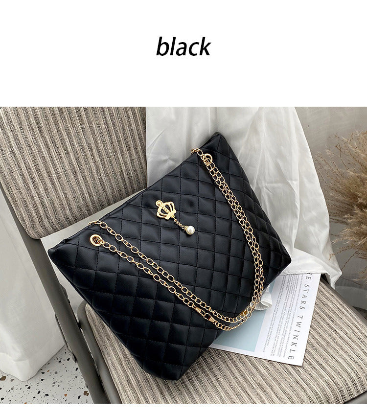 Fashion Diamond Embroidered Personalized Crown Hardware Decoration Tote Bags