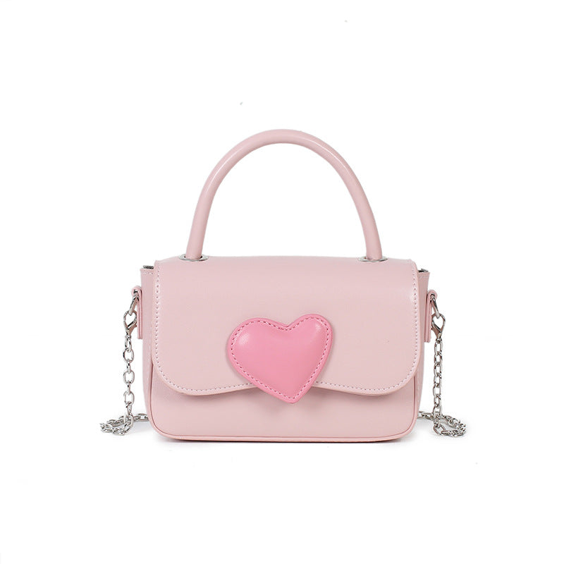 Fashionable Contrast Color Heart Pink Love Women's Messenger Bag