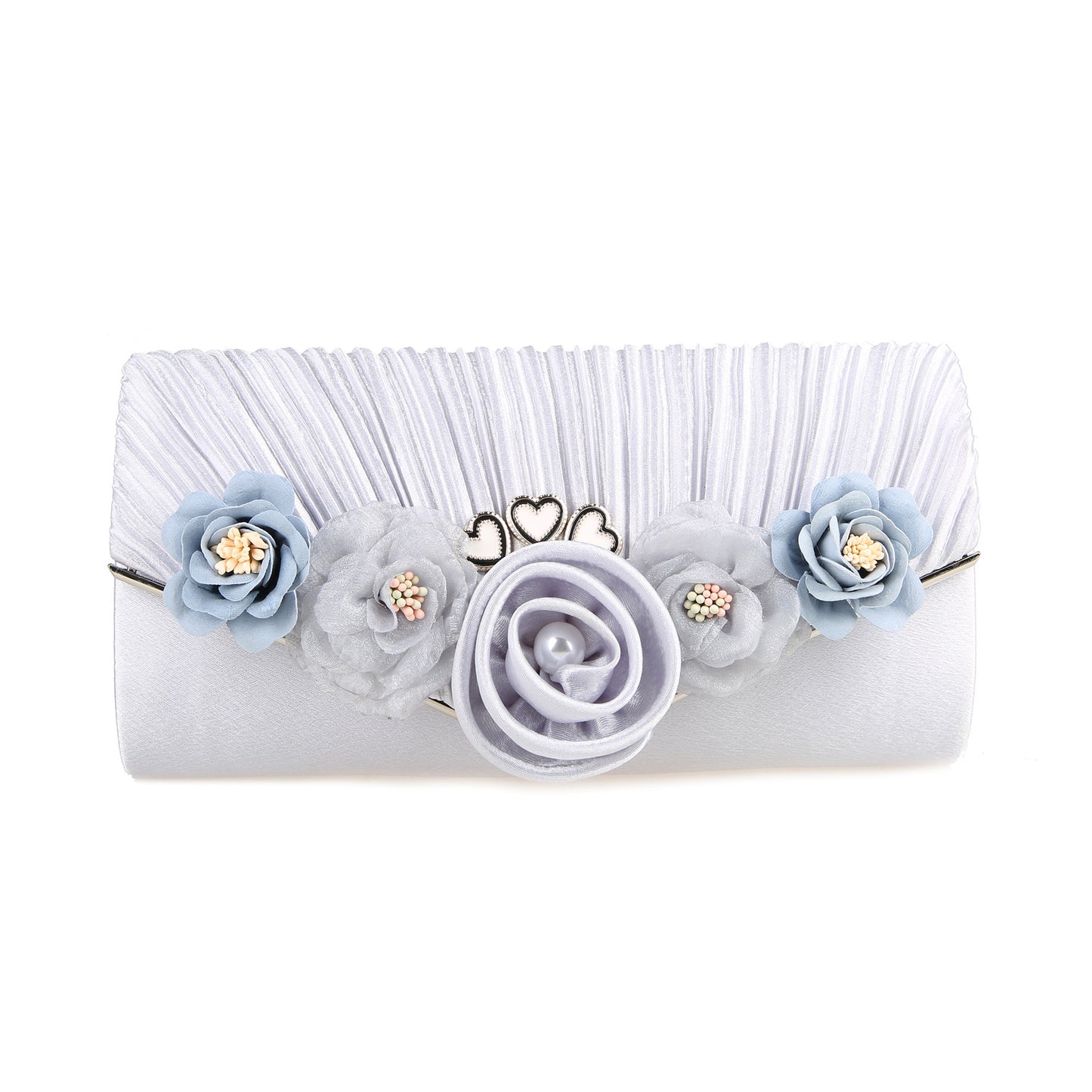 Fresh Long Flower Pleated Elegant Clutch Evening Bags