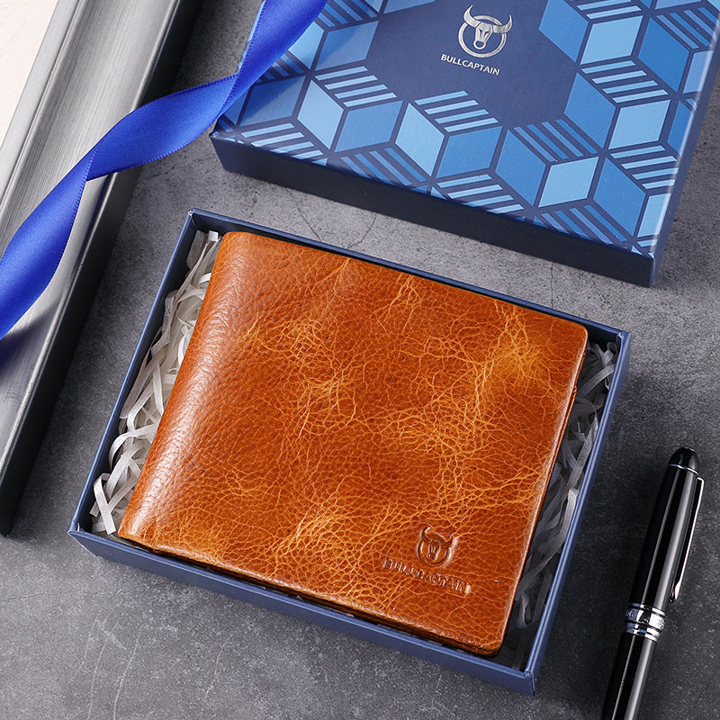 First Layer Cowhide Lightning Pattern Man's Men's Wallets