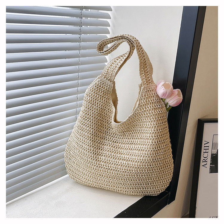 Women's Straw Silk Scarf Personality Trendy Vacation Style Large Capacity Shoulder Bags