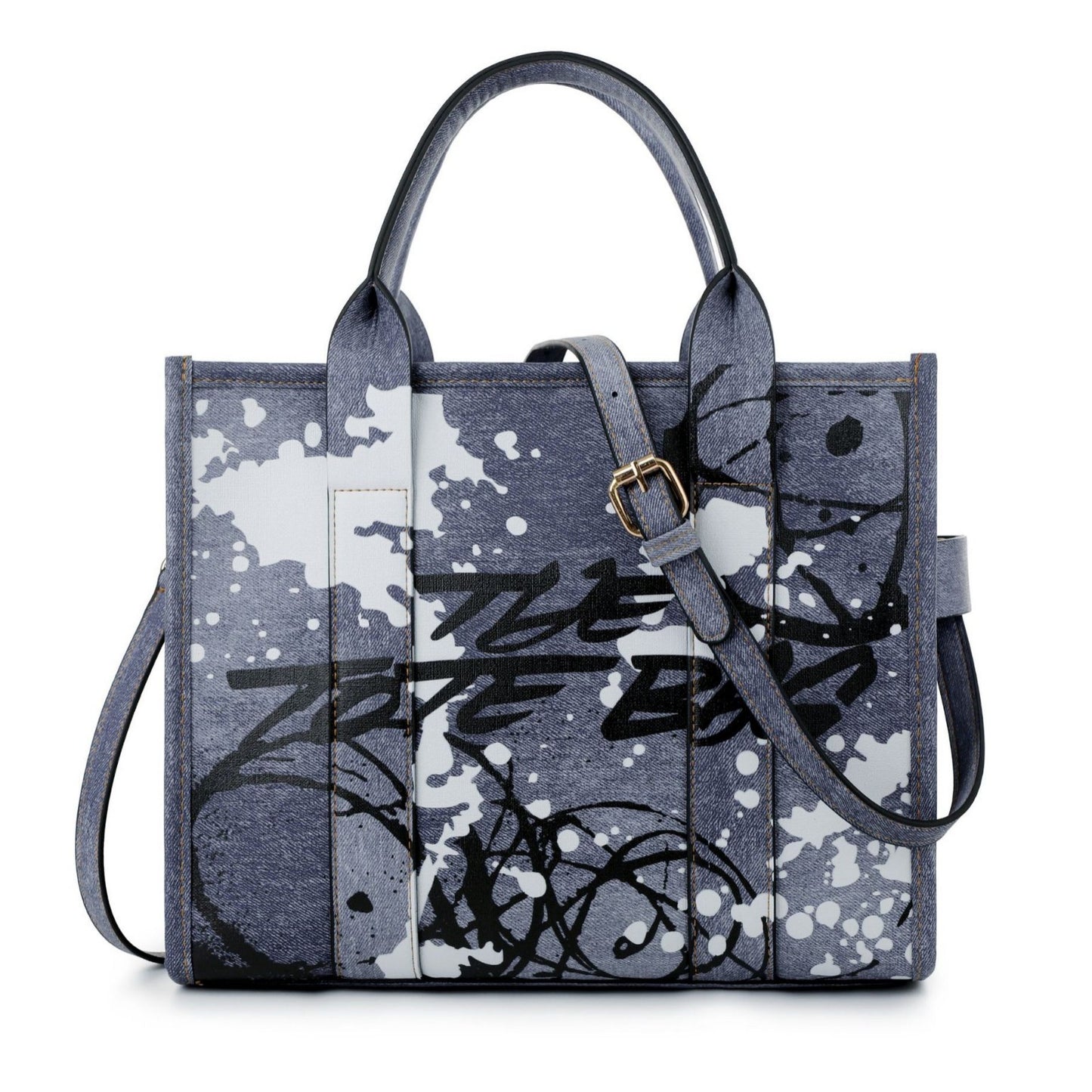 Women's Fashion Denim Pattern Large Capacity Tote Bags