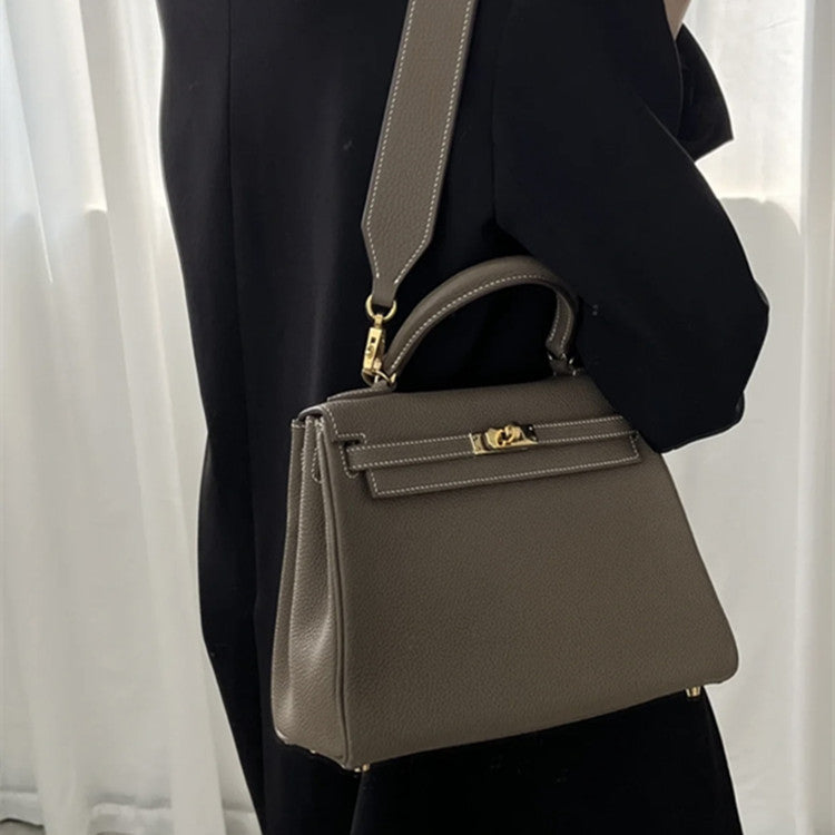 Women's High-grade First Layer Cow Leather Wide Strap Kelly One Bags