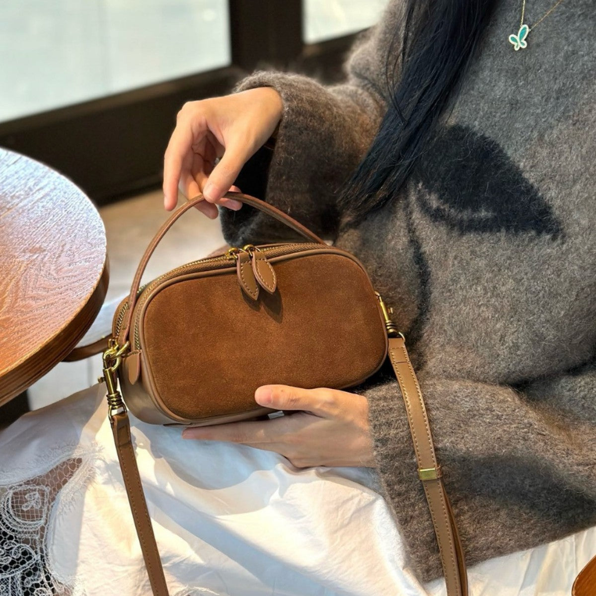 Women's Genuine Leather Matte Retro Easy Matching Temperament Women's Handbag