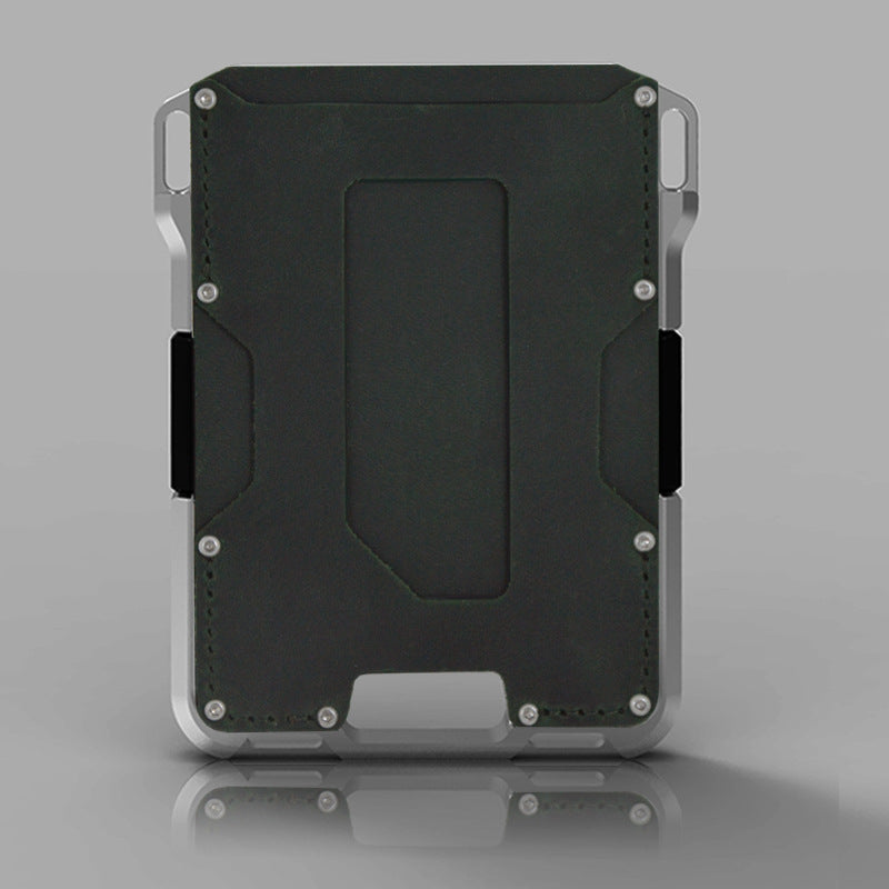 Men's Fashion Elegant Leather Bank Metal Card Holder