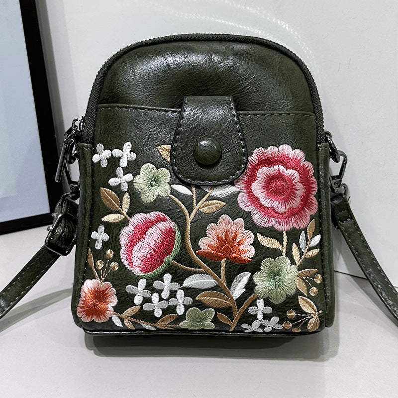 Women's Fashion Female Embroidered Flower Mobile For Bags