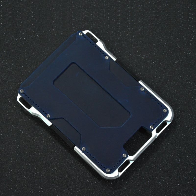 Men's Fashion Elegant Leather Bank Metal Card Holder