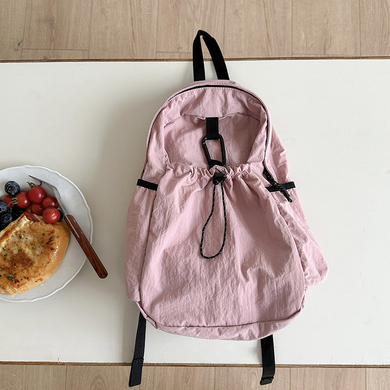 Women's Korean Style Pure Color Nylon Large Backpacks