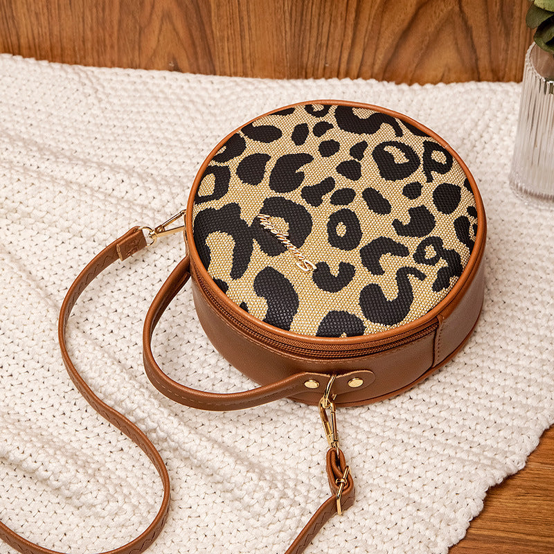Women's Printed Contrast Color Round Korean Style Women's Shoulder Bag