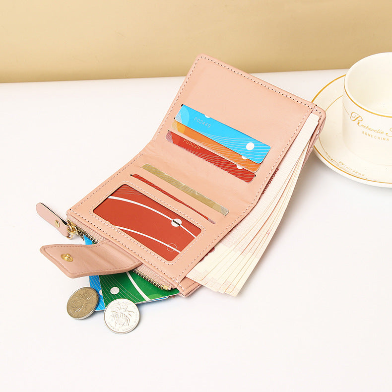 Women's Classic Style Embroidery Thread Short Ladies Wallet