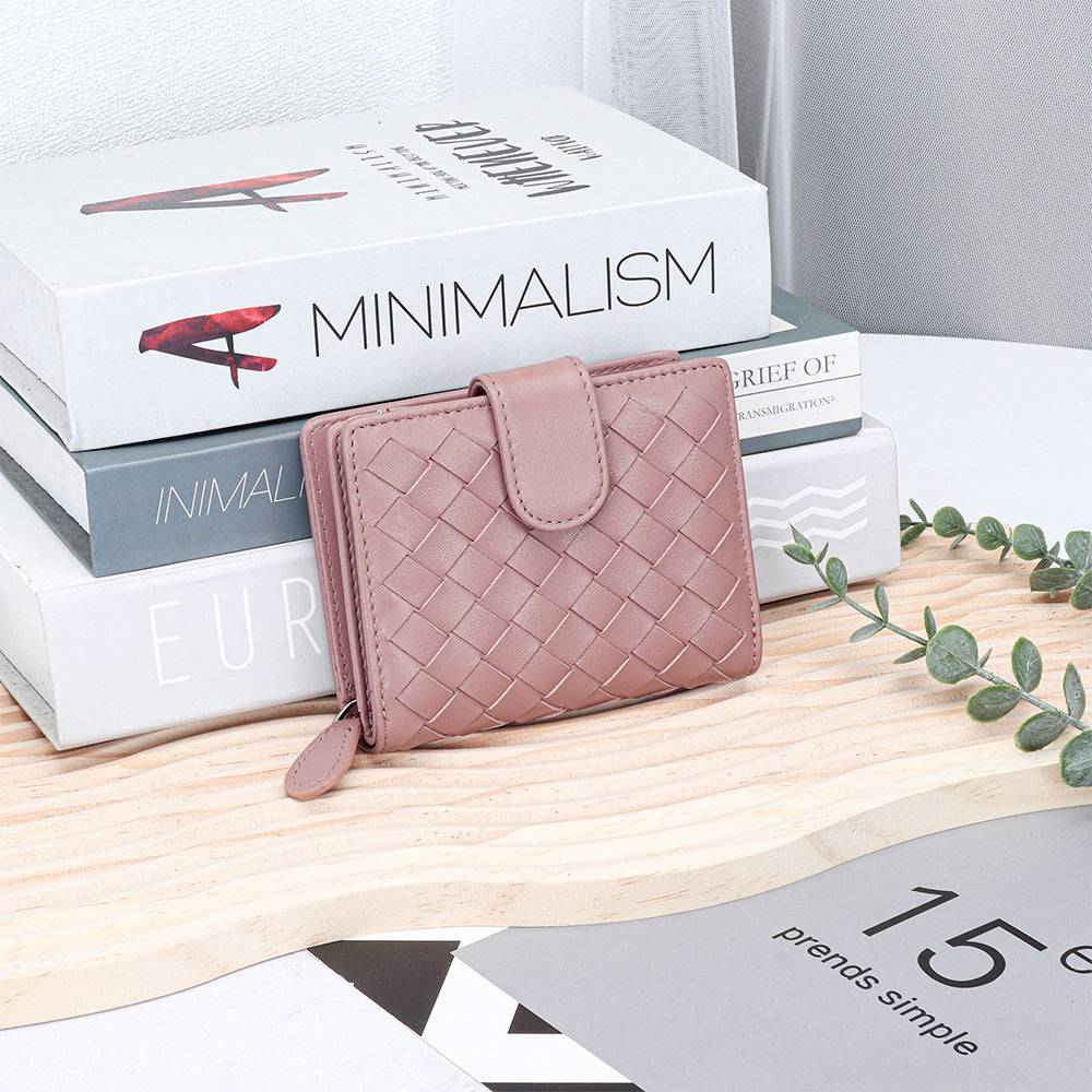 Leather Weave Unisex Multiple Slots One Ladies Wallets