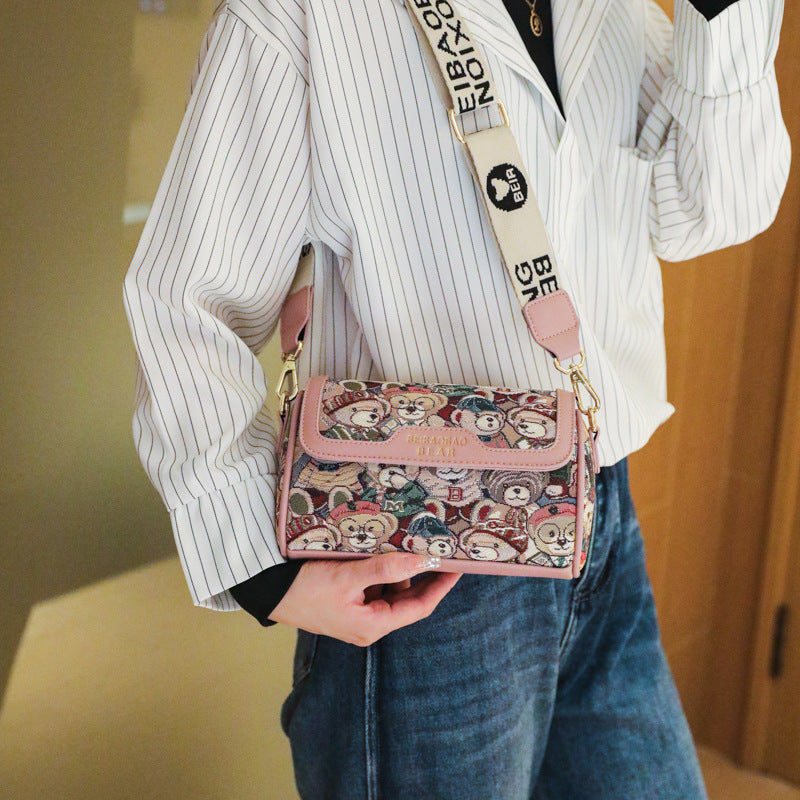 Fashion Color Contrast Single Room White Western Style Shoulder Bags